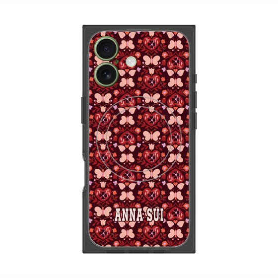 プレミアムスクエアケース with MagSafe［ ANNA SUI - バタフライハーツ - レッド ］
