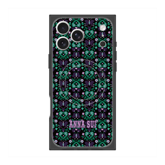 プレミアムスクエアケース with MagSafe［ ANNA SUI - バタフライハーツ - グリーン ］