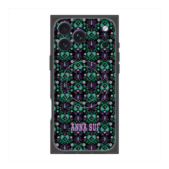 プレミアムスクエアケース with MagSafe［ ANNA SUI - バタフライハーツ - グリーン ］