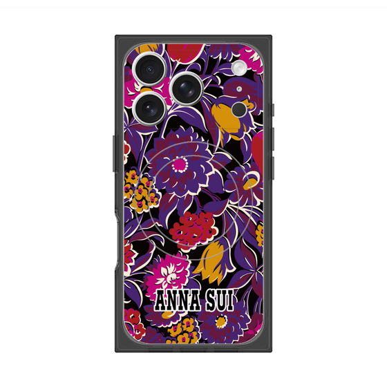 プレミアムスクエアケース with MagSafe［ ANNA SUI - ガーデンフワラー - マゼンタ ］