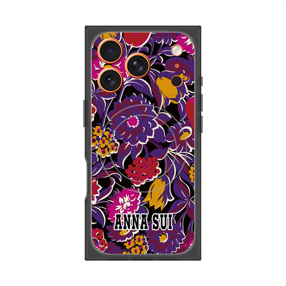 プレミアムスクエアケース with MagSafe［ ANNA SUI - ガーデンフワラー - マゼンタ ］