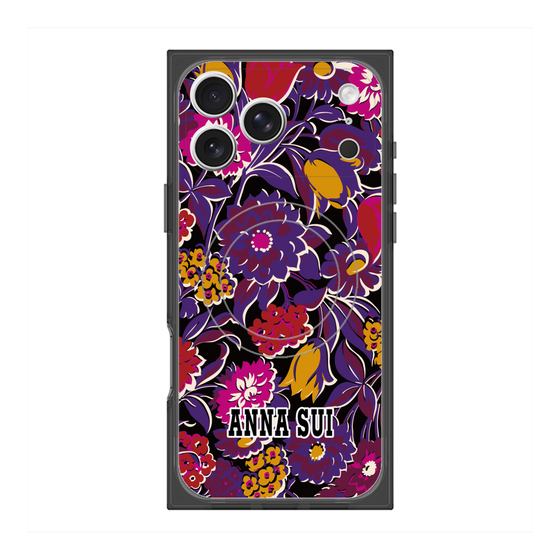 プレミアムスクエアケース with MagSafe［ ANNA SUI - ガーデンフワラー - マゼンタ ］