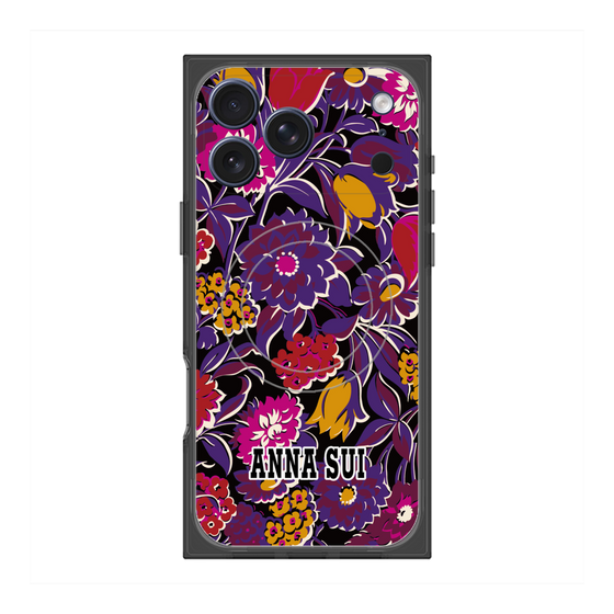 プレミアムスクエアケース with MagSafe［ ANNA SUI - ガーデンフワラー - マゼンタ ］