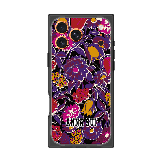 プレミアムスクエアケース with MagSafe［ ANNA SUI - ガーデンフワラー - マゼンタ ］