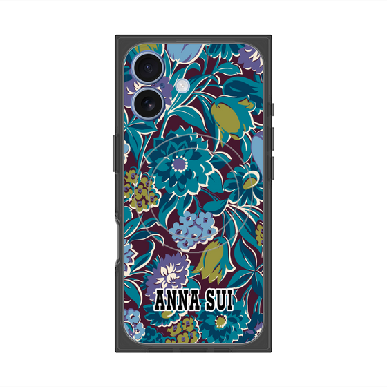 プレミアムスクエアケース with MagSafe［ ANNA SUI - ガーデンフワラー - シアン ］