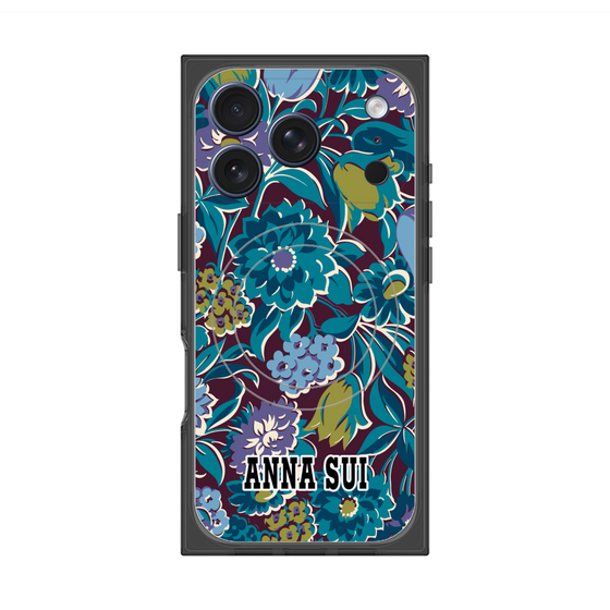 プレミアムスクエアケース with MagSafe［ ANNA SUI - ガーデンフワラー - シアン ］