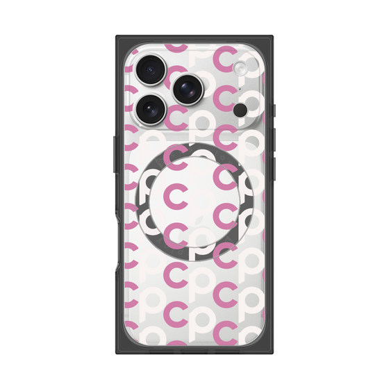 プレミアムスクエアケース with MagSafe［ オリジナル - CASEPLAYイニシャル総柄 - ピンク ］