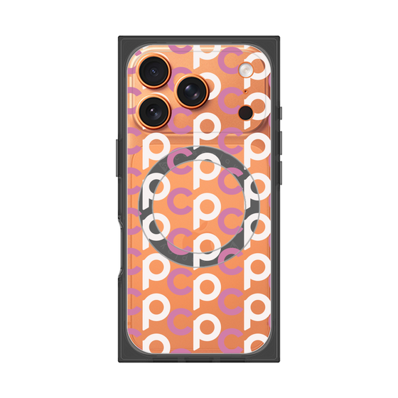 プレミアムスクエアケース with MagSafe［ オリジナル - CASEPLAYイニシャル総柄 - ピンク ］