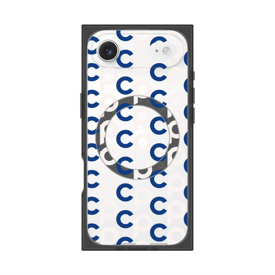 プレミアムスクエアケース with MagSafe［ オリジナル - CASEPLAYイニシャル総柄 - ネイビー ］