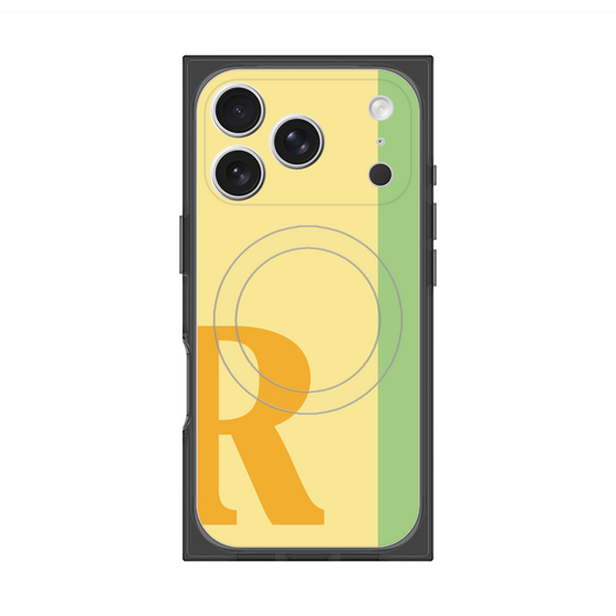 プレミアムスクエアケース with MagSafe［ オリジナル - initial color line - R yellow ］