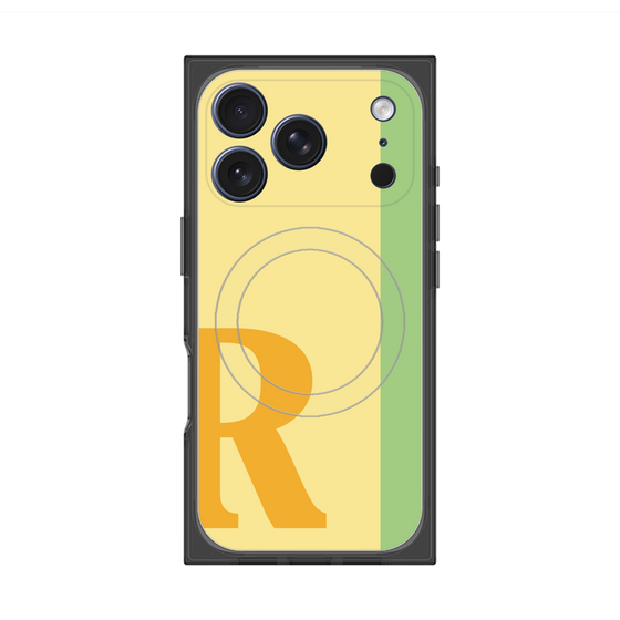 プレミアムスクエアケース with MagSafe［ オリジナル - initial color line - R yellow ］