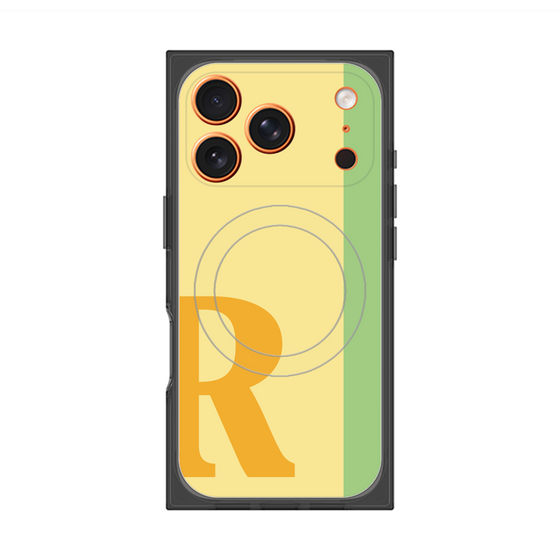 プレミアムスクエアケース with MagSafe［ オリジナル - initial color line - R yellow ］