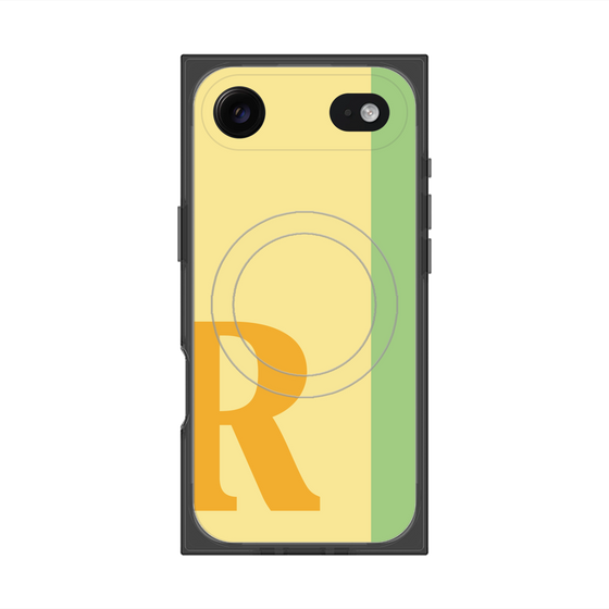 プレミアムスクエアケース with MagSafe［ オリジナル - initial color line - R yellow ］