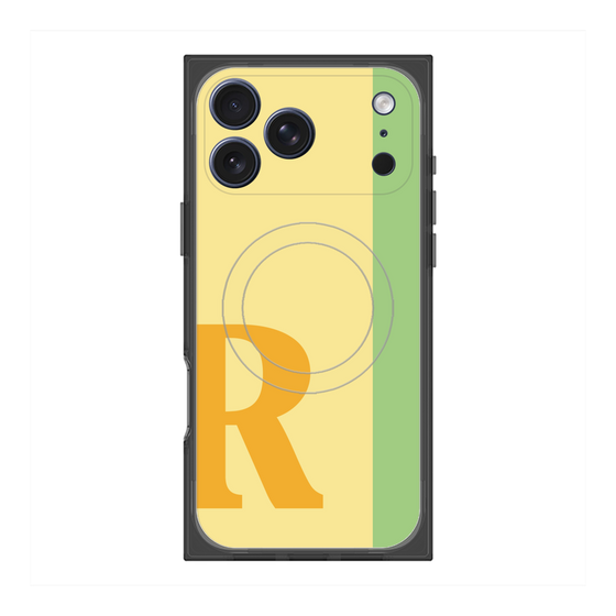 プレミアムスクエアケース with MagSafe［ オリジナル - initial color line - R yellow ］