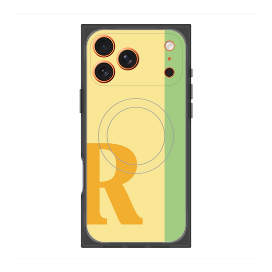 プレミアムスクエアケース with MagSafe［ オリジナル - initial color line - R yellow ］