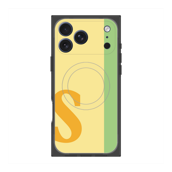 プレミアムスクエアケース with MagSafe［ オリジナル - initial color line - S yellow ］