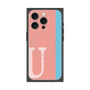 プレミアムスクエアケース with MagSafe［ オリジナル - initial color line - U pink ］