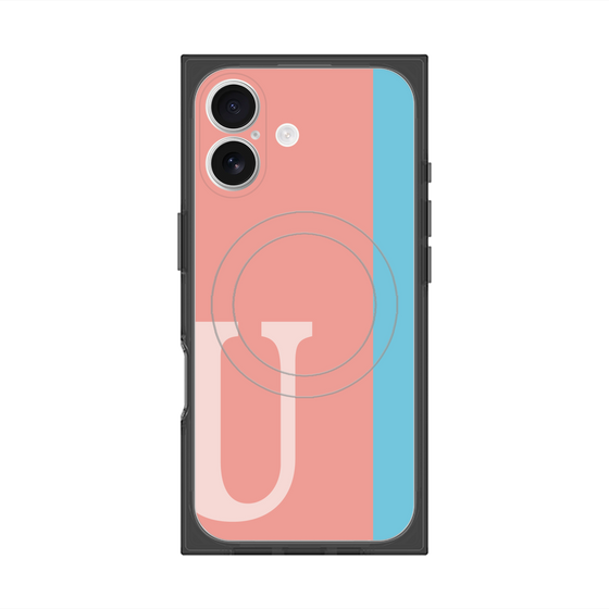 プレミアムスクエアケース with MagSafe［ オリジナル - initial color line - U pink ］