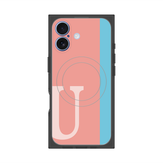 プレミアムスクエアケース with MagSafe［ オリジナル - initial color line - U pink ］