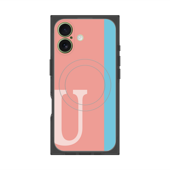 プレミアムスクエアケース with MagSafe［ オリジナル - initial color line - U pink ］