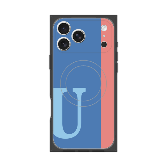 プレミアムスクエアケース with MagSafe［ オリジナル - initial color line - U blue ］