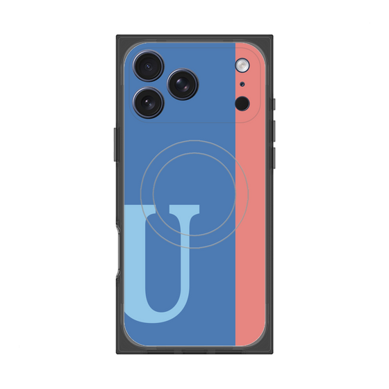 プレミアムスクエアケース with MagSafe［ オリジナル - initial color line - U blue ］