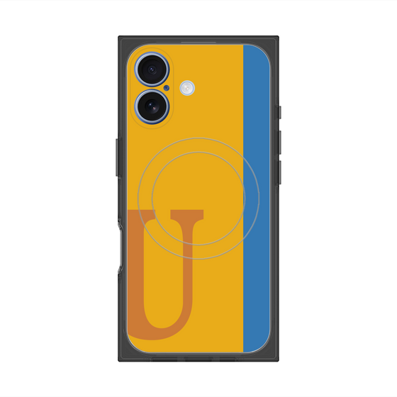 プレミアムスクエアケース with MagSafe［ オリジナル - initial color line - U orange ］