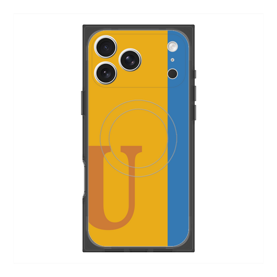 プレミアムスクエアケース with MagSafe［ オリジナル - initial color line - U orange ］