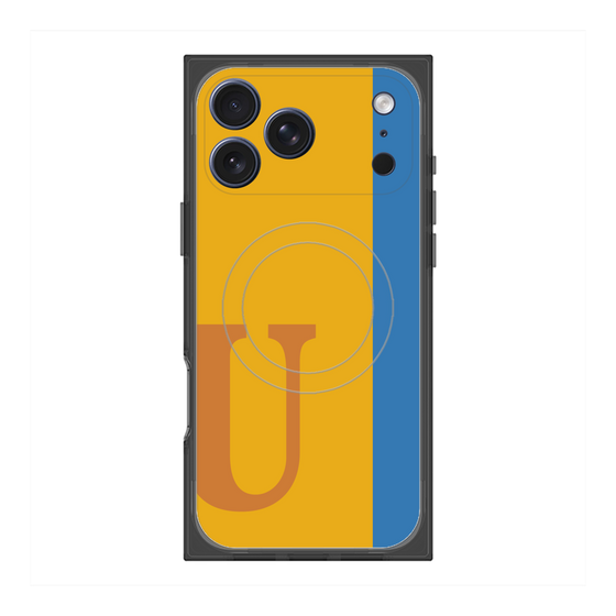 プレミアムスクエアケース with MagSafe［ オリジナル - initial color line - U orange ］