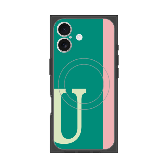 プレミアムスクエアケース with MagSafe［ オリジナル - initial color line - U green ］