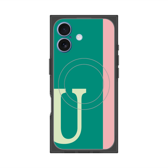 プレミアムスクエアケース with MagSafe［ オリジナル - initial color line - U green ］