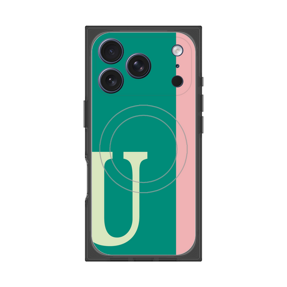プレミアムスクエアケース with MagSafe［ オリジナル - initial color line - U green ］