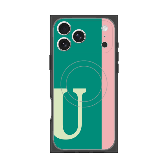 プレミアムスクエアケース with MagSafe［ オリジナル - initial color line - U green ］
