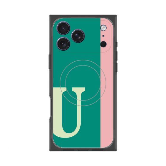プレミアムスクエアケース with MagSafe［ オリジナル - initial color line - U green ］
