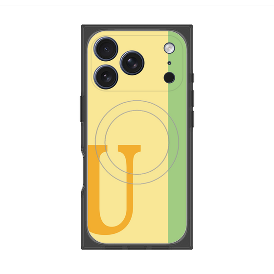 プレミアムスクエアケース with MagSafe［ オリジナル - initial color line - U yellow ］