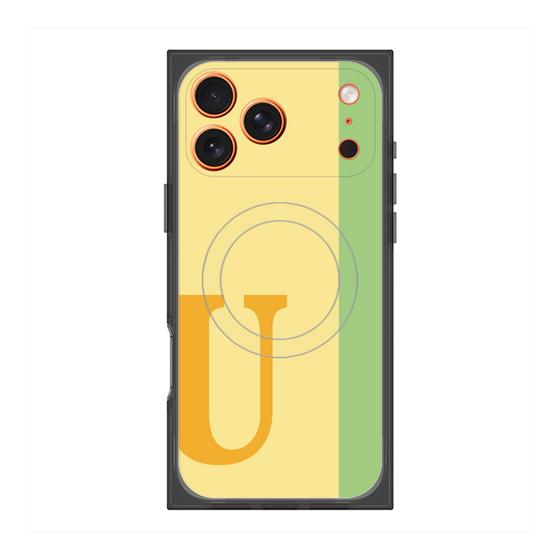 プレミアムスクエアケース with MagSafe［ オリジナル - initial color line - U yellow ］