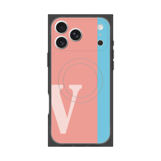 プレミアムスクエアケース with MagSafe［ オリジナル - initial color line - V pink ］