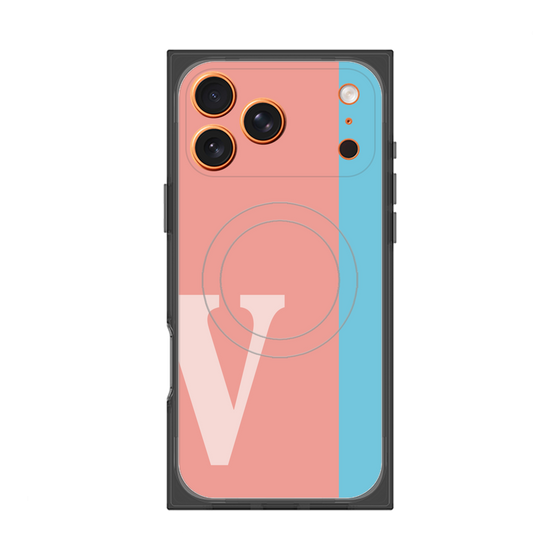 プレミアムスクエアケース with MagSafe［ オリジナル - initial color line - V pink ］