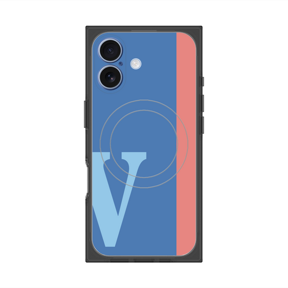 プレミアムスクエアケース with MagSafe［ オリジナル - initial color line - V blue ］
