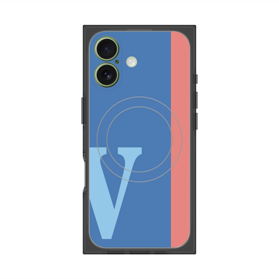 プレミアムスクエアケース with MagSafe［ オリジナル - initial color line - V blue ］