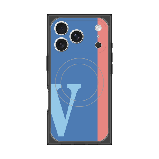 プレミアムスクエアケース with MagSafe［ オリジナル - initial color line - V blue ］