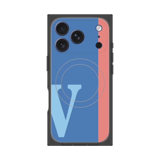 プレミアムスクエアケース with MagSafe［ オリジナル - initial color line - V blue ］