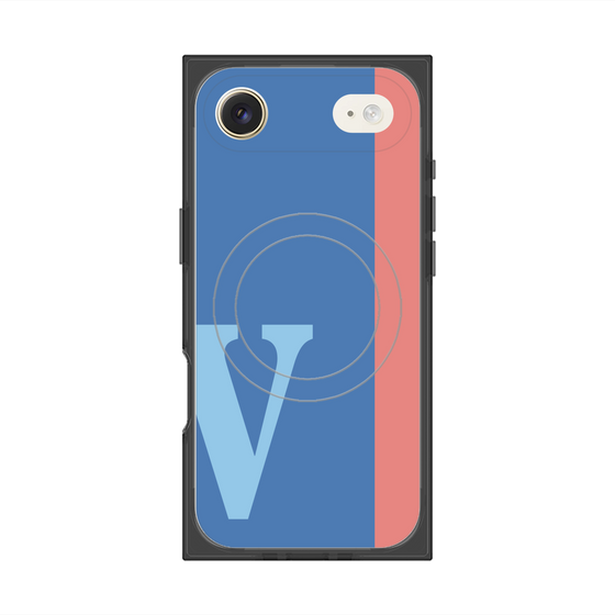 プレミアムスクエアケース with MagSafe［ オリジナル - initial color line - V blue ］