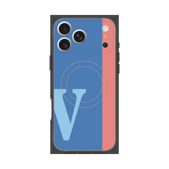 プレミアムスクエアケース with MagSafe［ オリジナル - initial color line - V blue ］