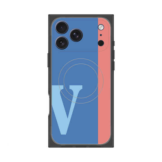 プレミアムスクエアケース with MagSafe［ オリジナル - initial color line - V blue ］
