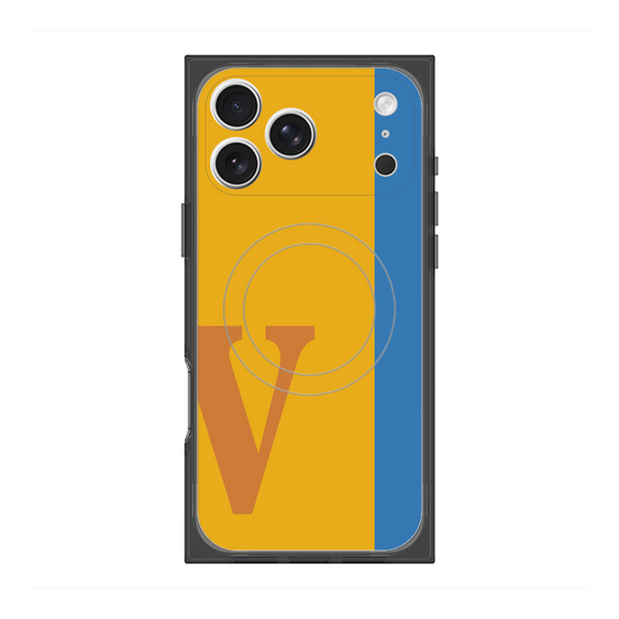 プレミアムスクエアケース with MagSafe［ オリジナル - initial color line - V orange ］
