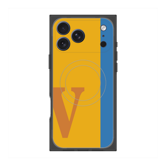 プレミアムスクエアケース with MagSafe［ オリジナル - initial color line - V orange ］