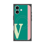 プレミアムスクエアケース with MagSafe［ オリジナル - initial color line - V green ］