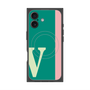 プレミアムスクエアケース with MagSafe［ オリジナル - initial color line - V green ］
