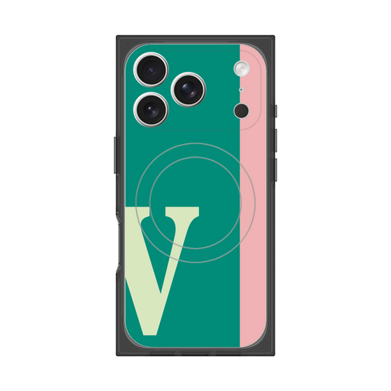 プレミアムスクエアケース with MagSafe［ オリジナル - initial color line - V green ］